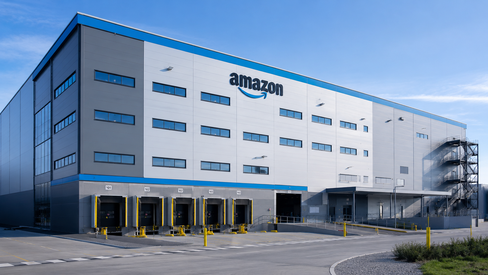 Amazon Lagergebäude mit Verladerampen